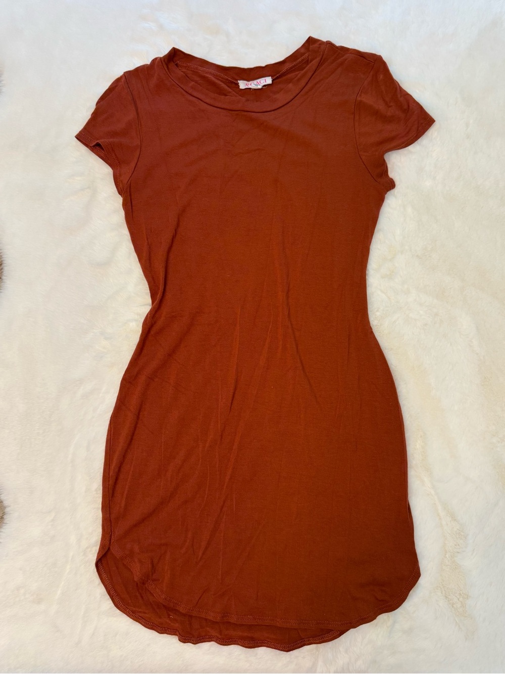 3/$30 Rust Brown Short Sleeve Mini Bodycon T-Shirt Dress M 🤎